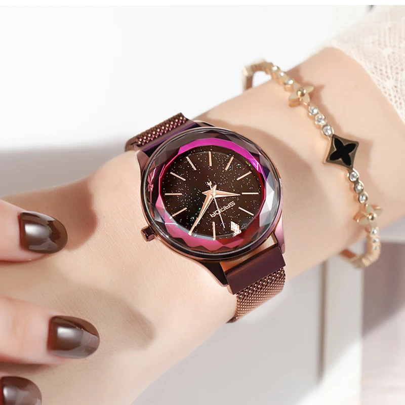 

2018 Elegant Magnet Women Watches Luxury Top Brand Crystal Bracelet Quartz Ladies Watch Steel Gold Casual Clock relogio feminino
