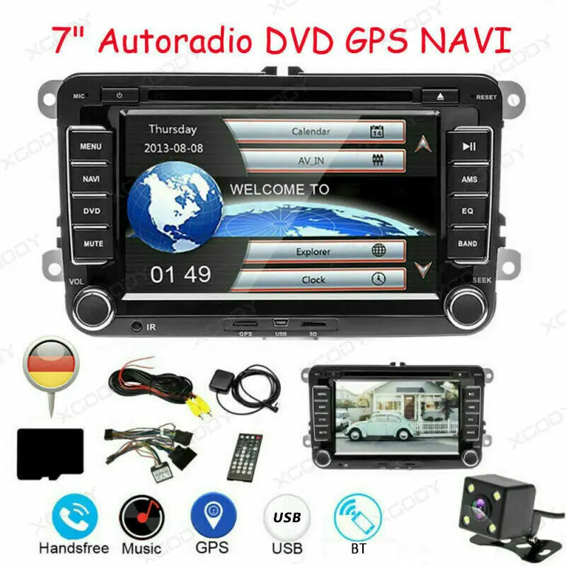 Best 7 "Car Radio 2 Din Bt Gps Navigation Radio Player For Volkswagen Vw Passat Golfpolo + Rear View Camera Satellite Navi Dvd Usb 0