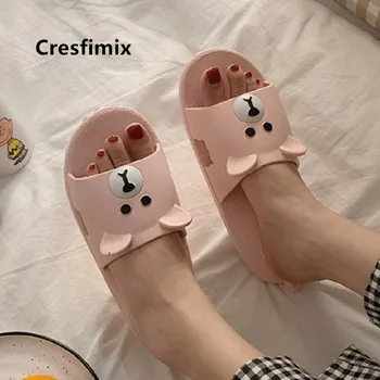 

Cresfimix Women Cute Light Weight Pink Slip on Flat Slippers Lady Casual Brown Slides Female Slippers Vrouwen Pantoffels C5048