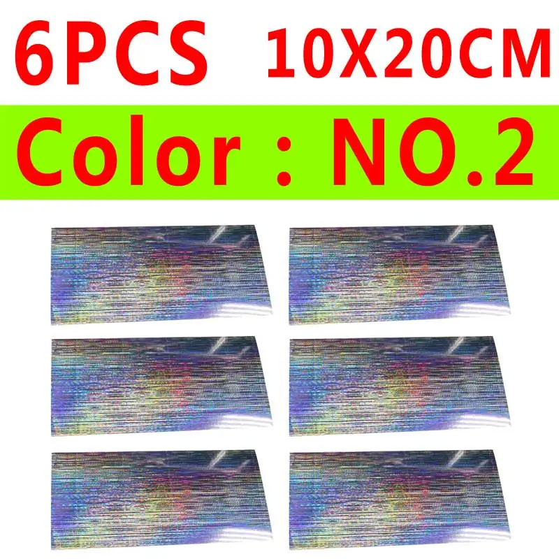 6pcs color 2 Bimoo 6 шт. 4 шт. голографическая Рыбная чешуя наклейка для приманки пленка для завязывания мушек Радужная вспышка пленка джиг Кальмар джиг приманка DIY материал - Цвет: 6pcs color 2