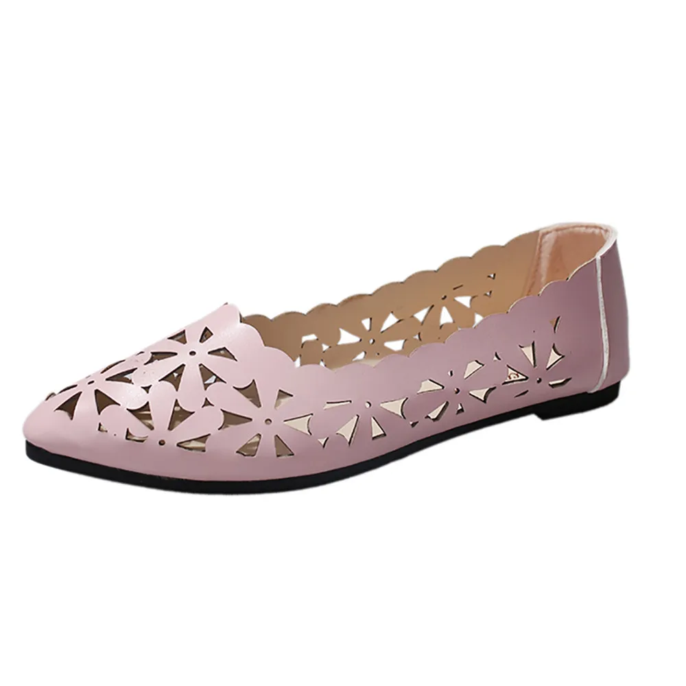 Г., женские туфли-лодочки Новая модная весенне-летняя обувь открытые туфли на низком каблуке с вырезами в форме цветка туфли с острым носком - Цвет: Розовый