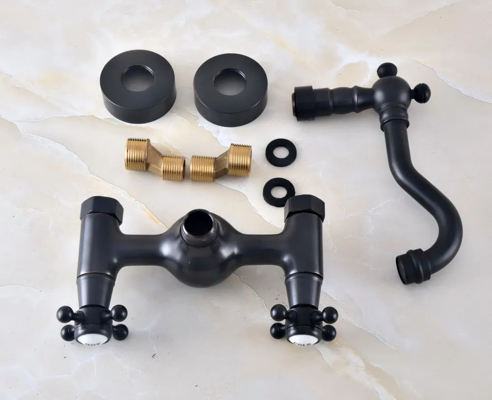 Black Oil Rubbed Antique Brass Double Cross Handles Swivel Spout Kitchen Bathroom Tub Sink  Faucet Mixer Water Taps anf463