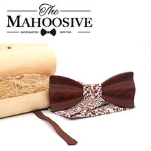 Mahoosive мужской стиль винтажный цветочный принт деревянный галстук-бабочка для жениха Свадьба Gravata Тонкий цветочный узкий галстук-бабочка