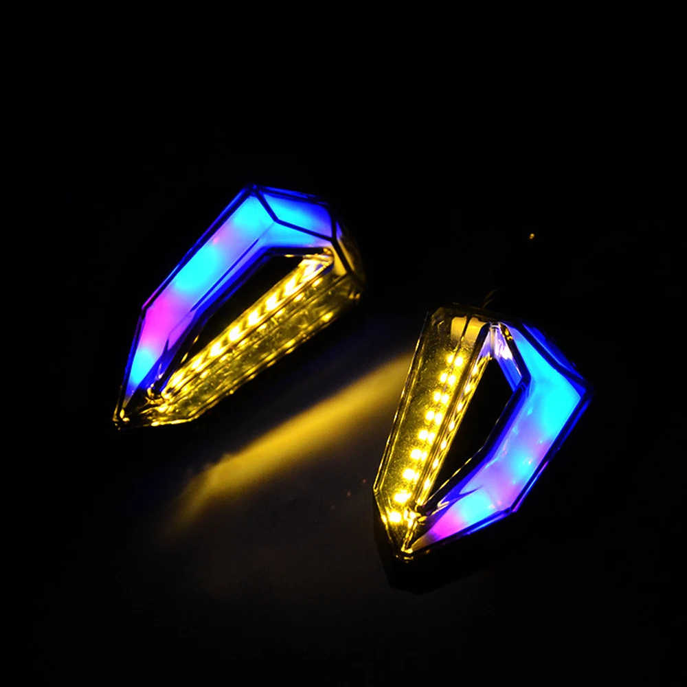 2pcs Flowing Universal Motorcycle Turn Signal Indicators 9 LED 12V Blinkers Flexible Bendable Lamp Light Amber Blue Red White (14)