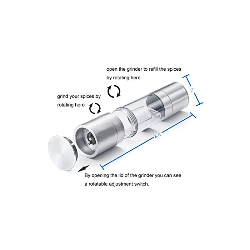 Ручная мельница для соли и перца пряный соус измельчитель 2 в 1 Электрический размолочный кухонный инструмент из нержавеющей стали для приготовления пищи ресторана
