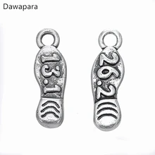 Dawapara 13.1/26.2Km Maratona Sapato Charme Para Colar DIY/Pulseira Fazendo Achados Banhado A Prata para Mulheres Dos Homens