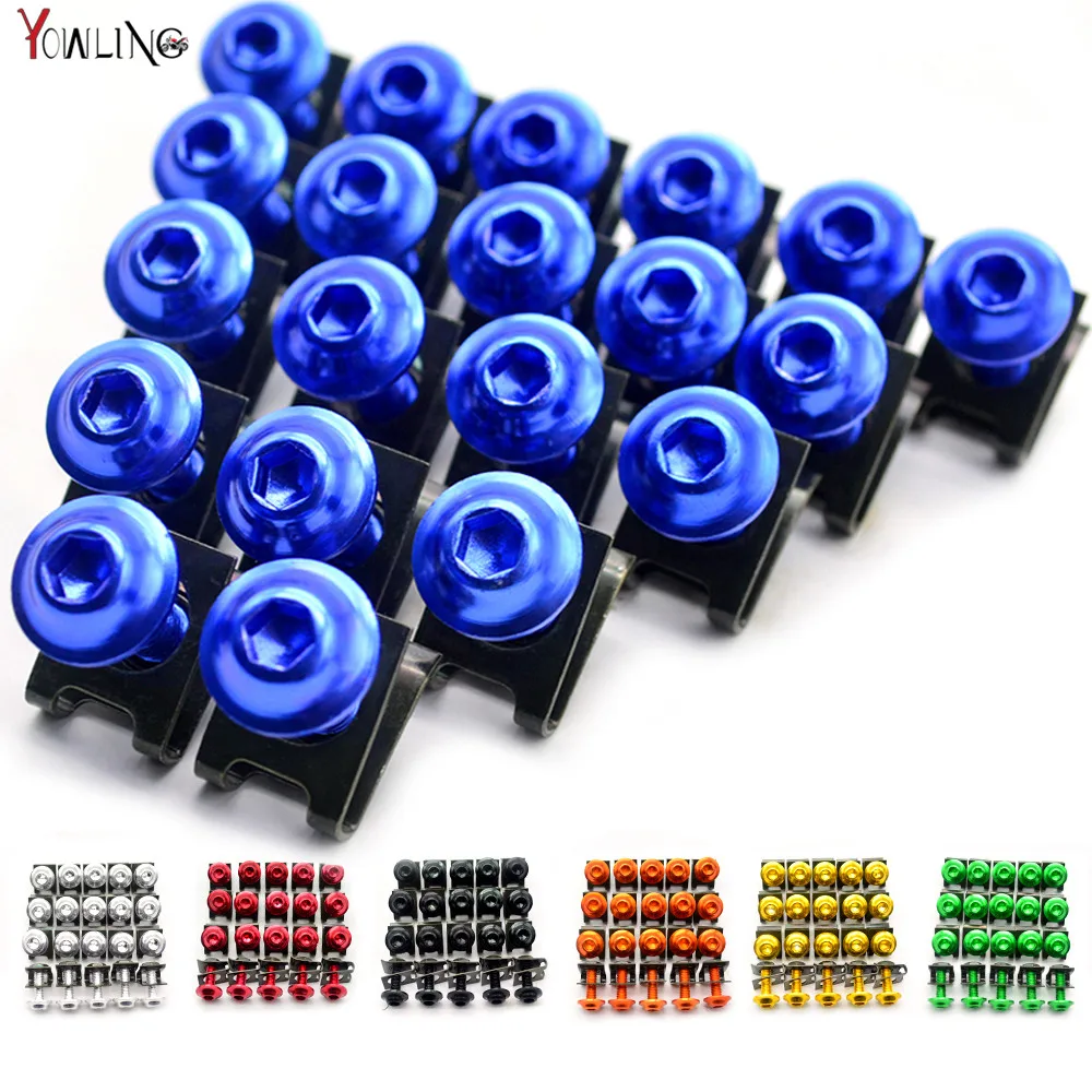 

20 PCS Motorcycle Fairing Bolts M6 6mm Fairing Bolts Spire Speed Fastener Clips Screw Spring Nuts For Honda Yamaha Suzuki BMW