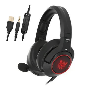 

K9 Gaming Headset Noise Canceling E-Sport Earphone 3.5mm Wired Headphones RGB Lights w/Mic Volume Control for Xbox One PC PS4