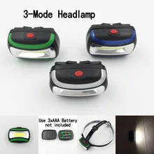 3 Colors Mini Headlight Waterproof COB LED Headlamp PVC Head Torch Light For Camping Hunting Powered By 3*AAA Battery