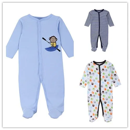 Baby Boy Girl Footies Pajamas Original Cotton Spring Sleepwear 1piece Pja Mother Nest Animal Christmas Coverall (2)