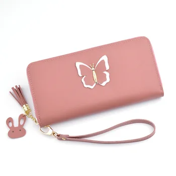 

Womens Wallets and Purses Zipper Long Women Clutch Bag Fashion Butterfly Coin Purse Zipper Fringe Large Capacity Wallet