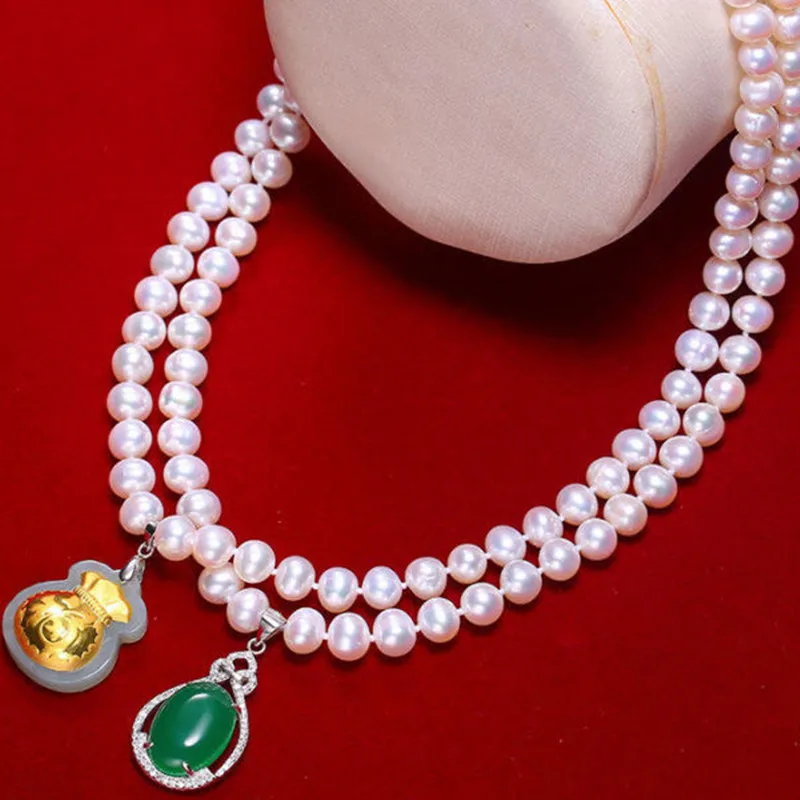 DMCNFP002 7-8 мм Ожерелье из пресноводного жемчуга 4 стиля ожерелье для матери