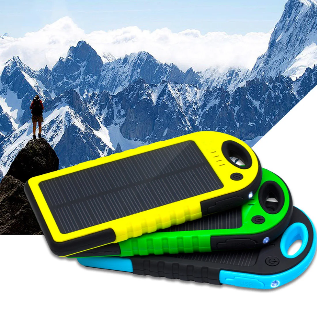 

Centechia Waterproof Solar Power Bank Real 5000 mAh Dual USB External Port Polymer Battery Charger with Outdoor Light Lamp