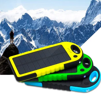 

Centechia Waterproof Solar Power Bank Real 5000 mAh Dual USB External Port Polymer Battery Charger with Outdoor Light Lamp