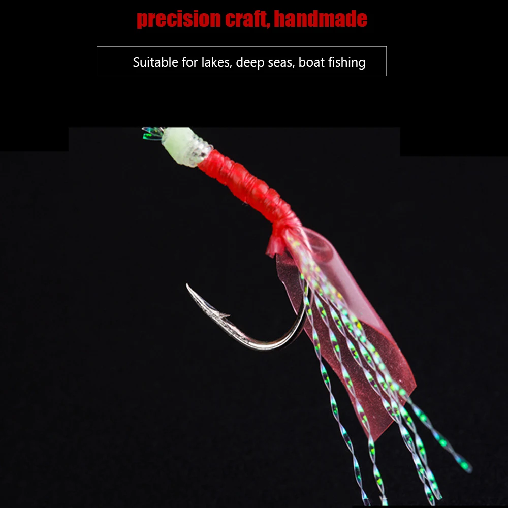 Fishhooks For Swivel Fishing Luminous Gold-plated Fish Skin Fishy Smell Pesca Combination String Hook With 6 Small Hook Fishhooks For Swivel Fishing Luminous Gold-plated Fish Skin Fishy Smell Pesca Combination String Hook With 6 Small Hook