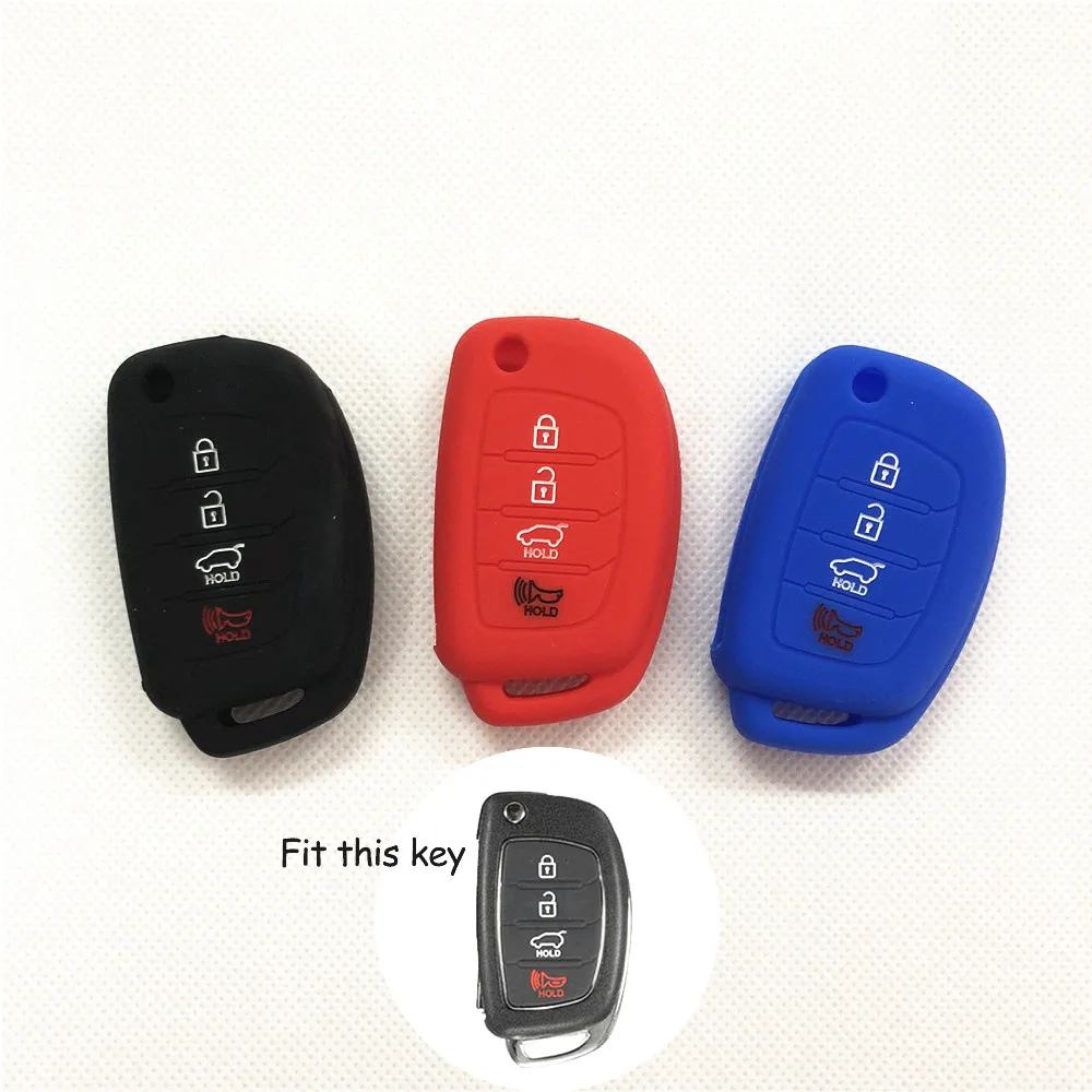 

Car accessories Silicone KeyChain 4Button Flip Key Case Cover For Hyundai I40 Azera Tucson Elantra Accent Car Styling