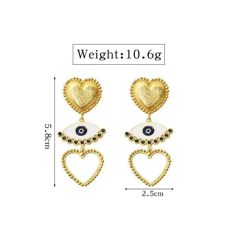 AOMU Punk Metal Gold Color Heart Earring For Women Lady Vintage Exaggerate Statement Eye Dangle Earring Ear Jewelry Set