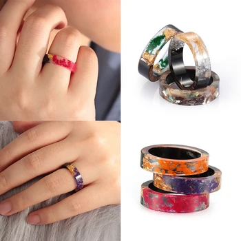 CALIENTE OFERTA ❤️ Anillos de madera de resina para mujer, anillo de dedo de banda de madera de flor redonda con estilo, regalos de joyería artesanal para mujer 2019 - discount item 19% OFF Joyas y complementos