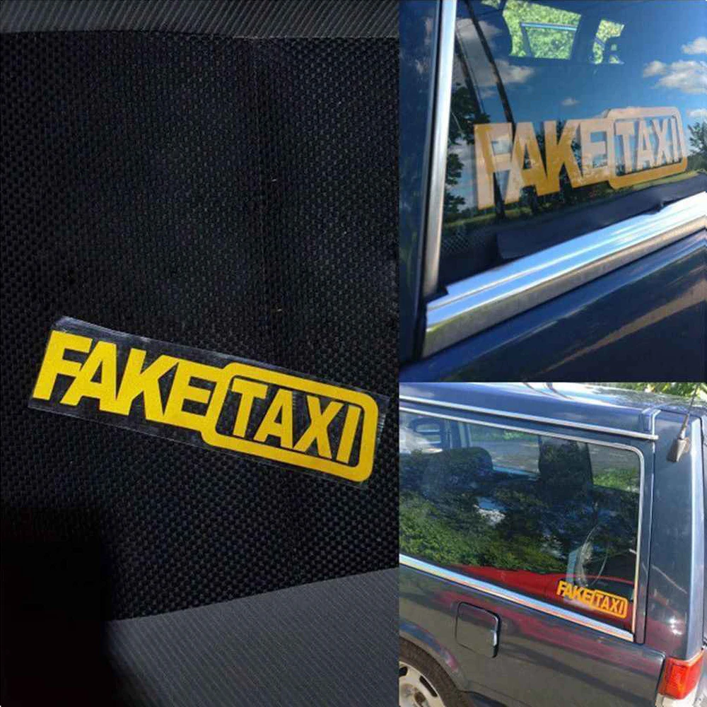 Strong Self-adhesive Car Sticker FAKE TAXI Fake Taxi Drift Sign Funny Car Sticker Vinyl Decal Decor Yellow Car Bumper