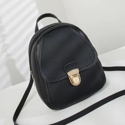 Черный Korean Style Girls' Backpack Fashion Multi-Function Small Back pack Women Shoulder Hand bags Female Bagpack School Bag Pack - Цвет: Черный
