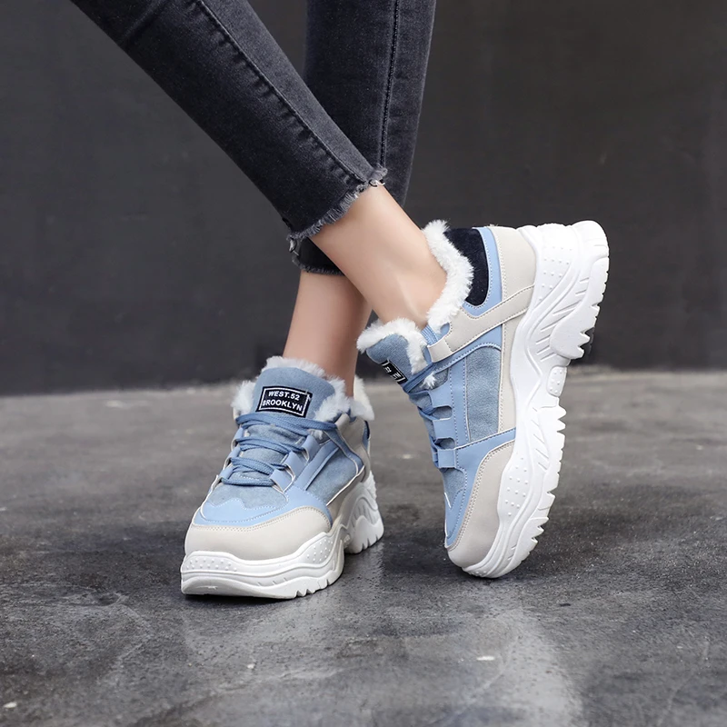 

ZHJLUT Sneakers Women Winter Running Shoes for Women Cotton Plush Mixed Colors Sport Shoes Woman 2018 Winter Shoes Women