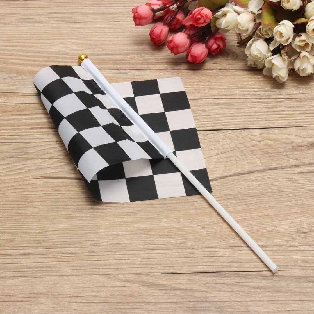 JX-LCLYL 12pcs Chequered F1 Formula One Racing Banners Hand Waving Flag Gift Black&White