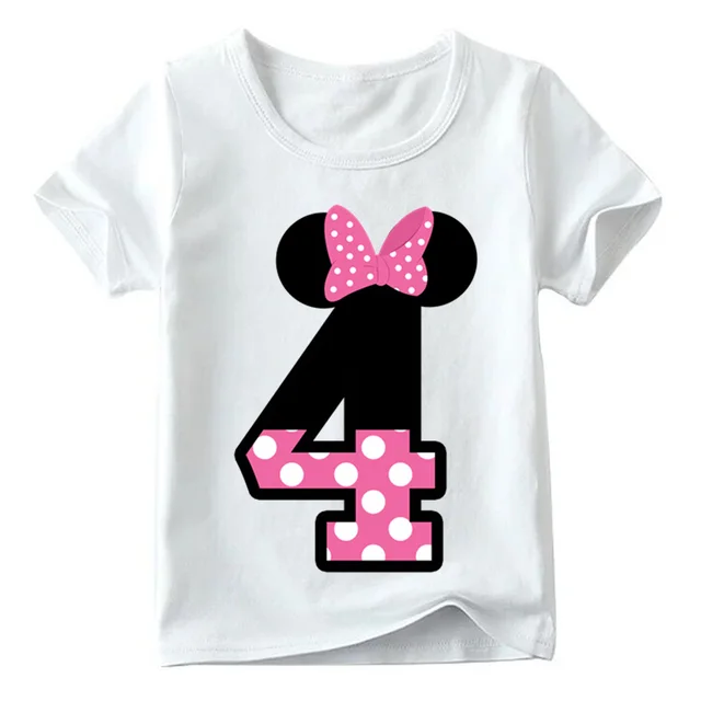 Baby Boys/Girls Happy Birthday Letter Bow Cute Print Clothes Children Funny T shirt,Kids Number 1-9 Birthday Present,ooo2416 White D