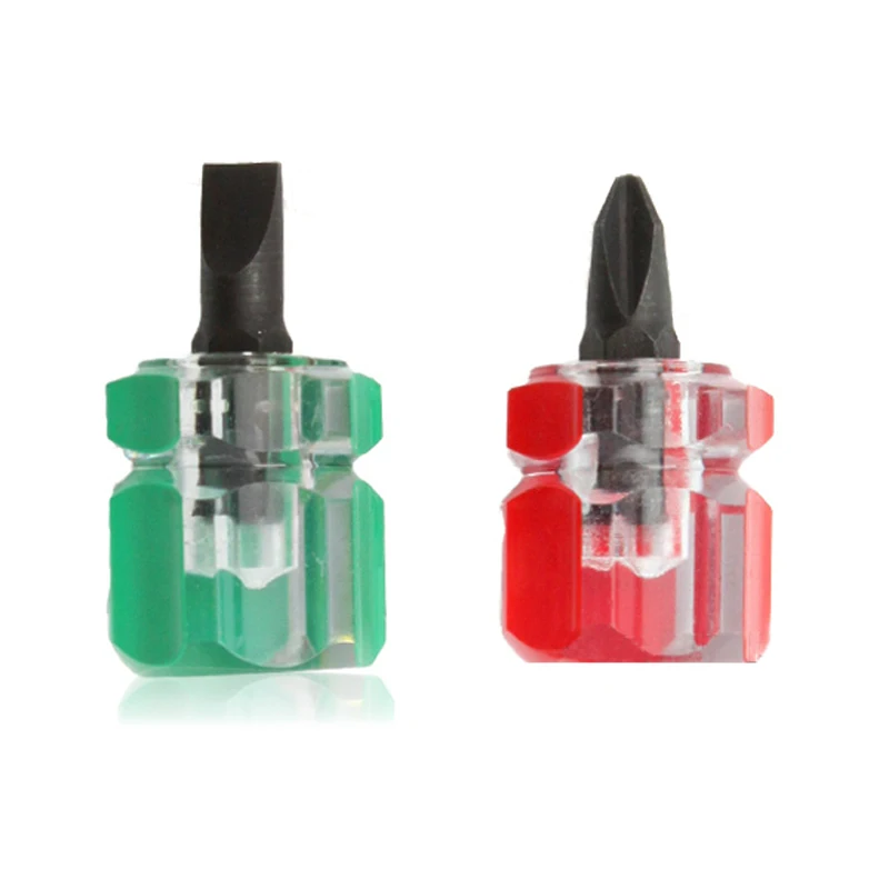 

2pcs/lot Mini Screwdriver Phillips & Slotted Screwdrivers Ultrashort Screw Driver Hand Tool Random Color