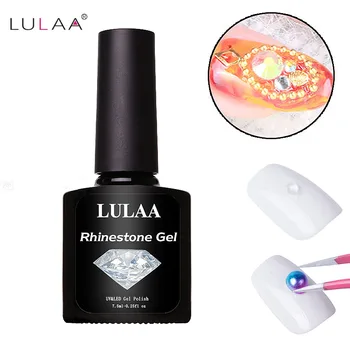 

7.5ML Glitter Rhinestone Gel Glue Transparent UV Gel Nail Polish for Diamonds Nail Varnish Decoration with Brush Free Shipping