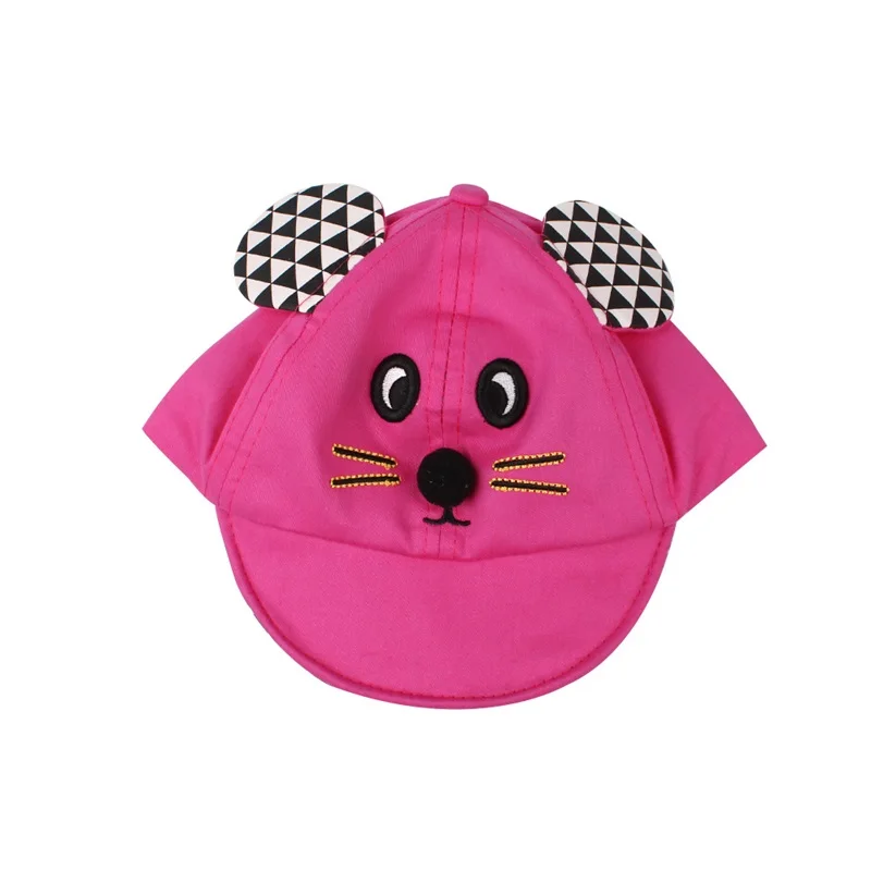 Cartoon Mouse Baby Cap Plaid Fashion Pattern Hat For Girls Cotton Kids Sun Hat Mouse Ears Summer Baby Cap Baby Boys Clothing (10)