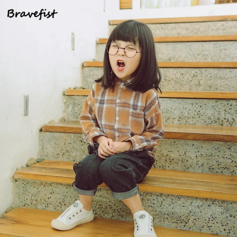 

White/Yellow Baby Blouse 100% Cotton 1-2Years Old Baby Plaid Shirts Infant Boys Girls Clothing Spring Autumn Korean Kids Outwear