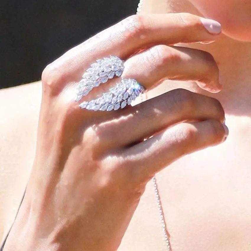 Кольцо с крыльями ангела 925 пробы Серебряное огранка маркиза AAAAA Cz камень массивные обручальные кольца для женщин вечерние ювелирные изделия