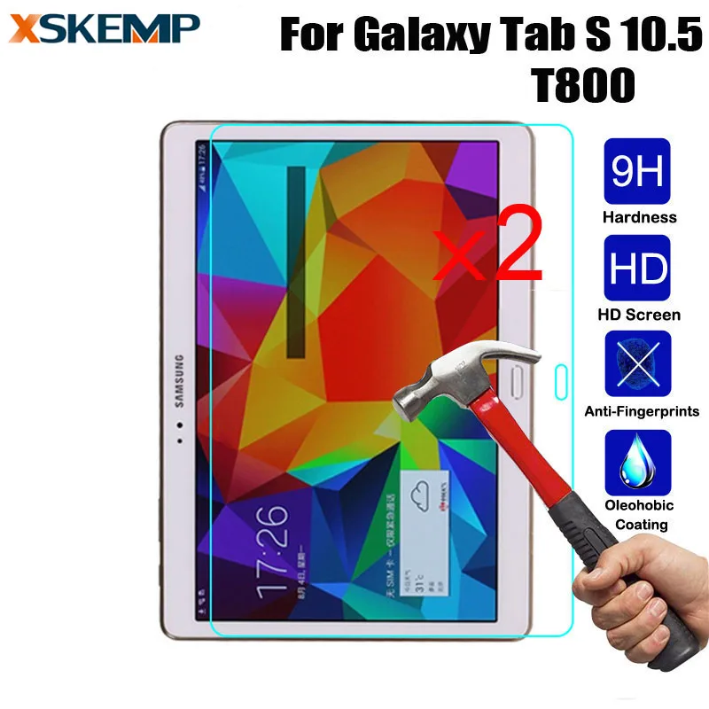 

XSKEMP 2Pcs Tablet No Fingerprint 9H Tempered Glass For Samsung Galaxy Tab S 10.5" SM-T800 T805 Screen Protector Protective Film