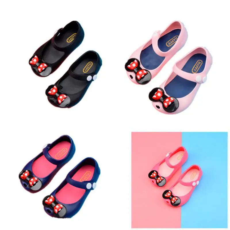 

2019 Kids Summer Sandals Girls Beach Slipper Breathable Sandals Children Princess Fashion Bow Lovely Soft rubber Leather Sandals