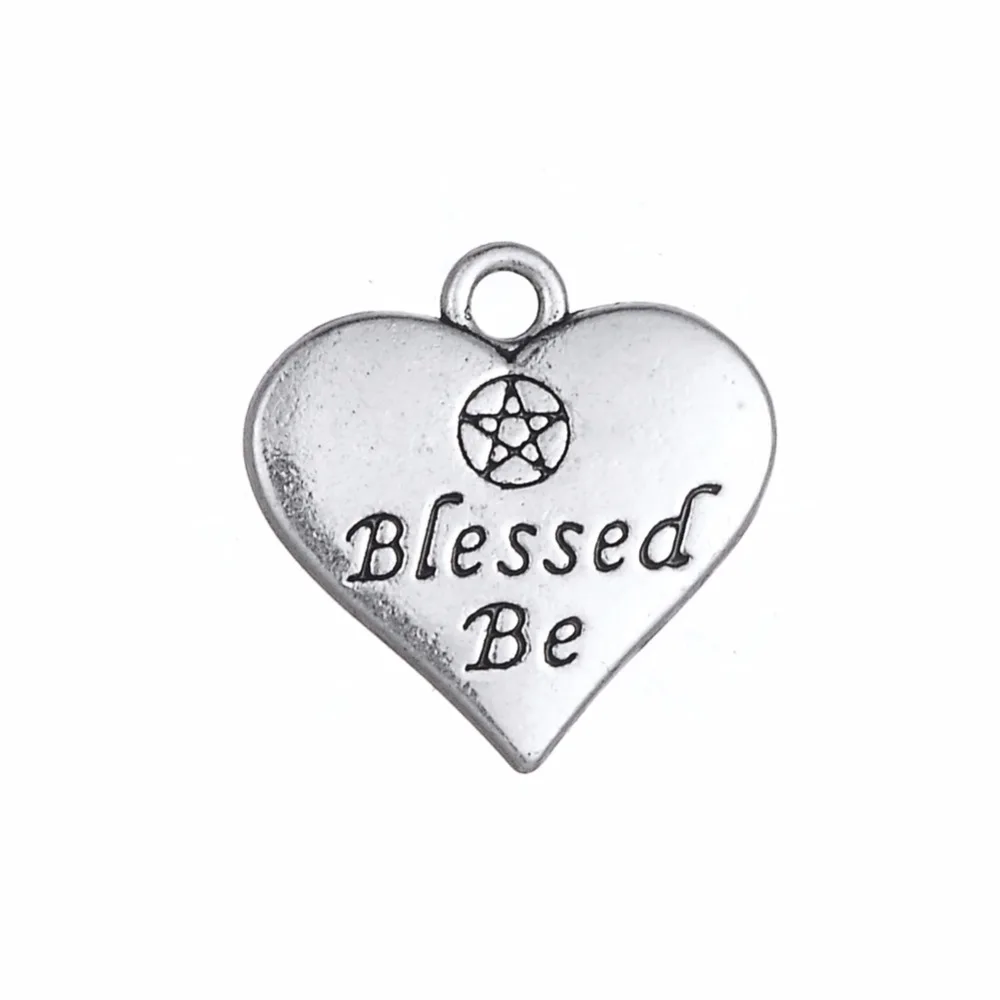 

10PCS DIY Accessories Jewelry Retro Alloy Pendant Letters Heart Shaped Blessed Be Charm Dangle Jewelry