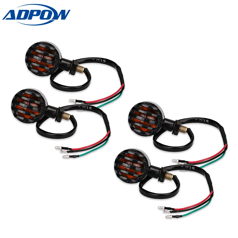 

4PCS Universal Black Bullet Grill Motorcycle Turn Signal Light Indicator Fits For Yamaha Honda Harley Sportster 883 1200 XL