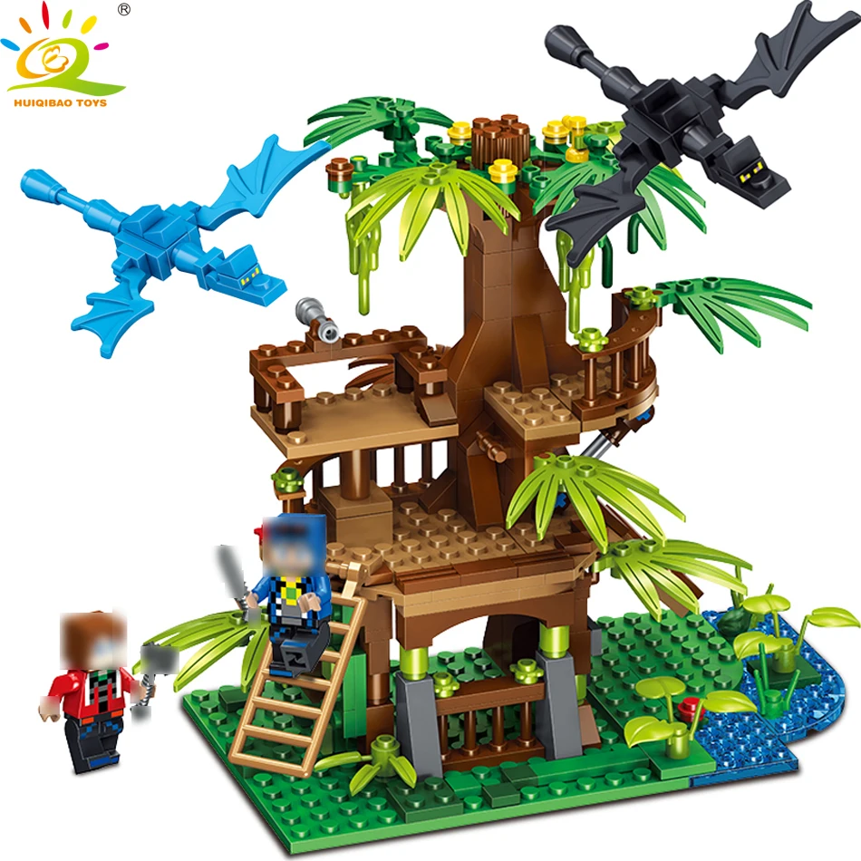 

HUIQIBAO TOYS 247pcs Minecrafted Watching Tower Trees Building Blocks For Children Compatible Legoed City Village Forest Bricks