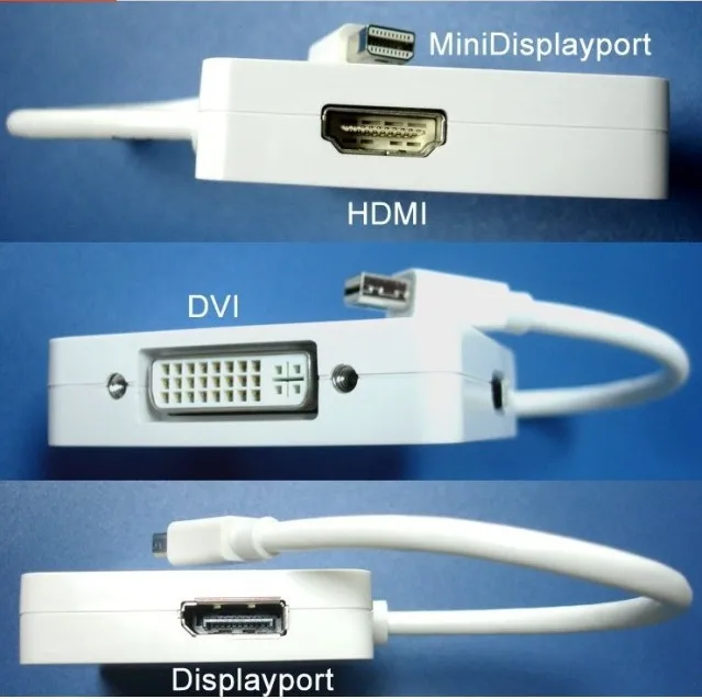 100 шт./лот Многофункциональный 3 в 1 Thunderbolt Mini DisplayPort-DVI HDMI Dp Кабель-адаптер для Mac Pro air