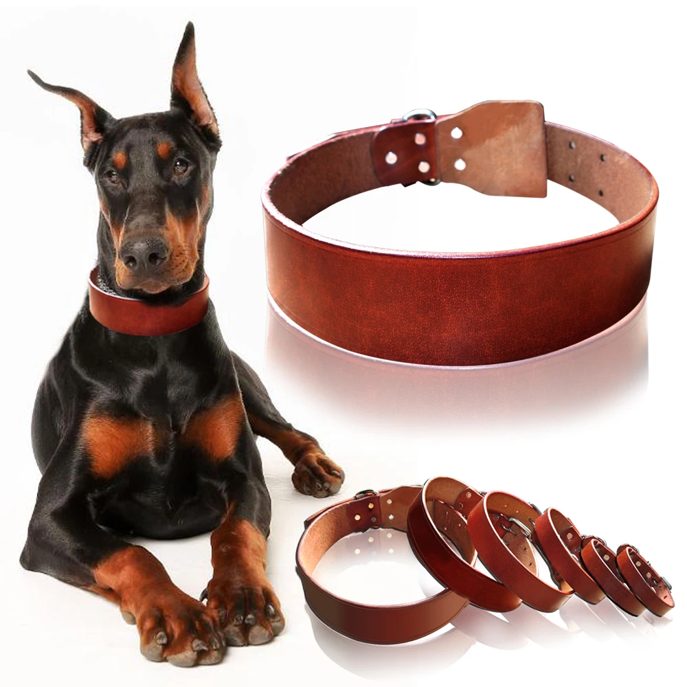 0 : Buy Top Quality Plain Cowhide Genuine Leather Pet Dog Collars Heavy Duty Deep ...