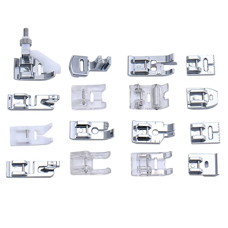 16 шт. набор прижимных ножек для бытовой швейной машины, набор запасных частей для ног, аксессуары с коробкой для Brother Singer Janom