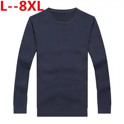 8XL 6XL 5XL 2018 Новый осень-зима мужские свитера, Пуловеры Хлопок Повседневное с круглым вырезом свитер Джемперы тонкий мужской трикотаж