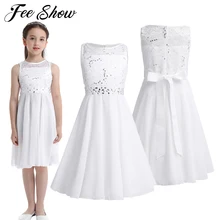 Летнее платье для девочек, расшитое блестками кружевное шифоновое платье без рукавов с цветочным узором для девочек, праздничное платье принцессы на свадьбу, день рождения, вечеринку, vestidos