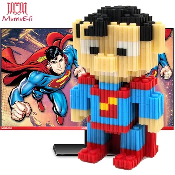 

MUMUELI Superman 1000-1500 Pieces DIY Anime Figure Mini 3D Model Kit Blocks for Children Jigsaw Building Kids Resin Toys KL-CLA