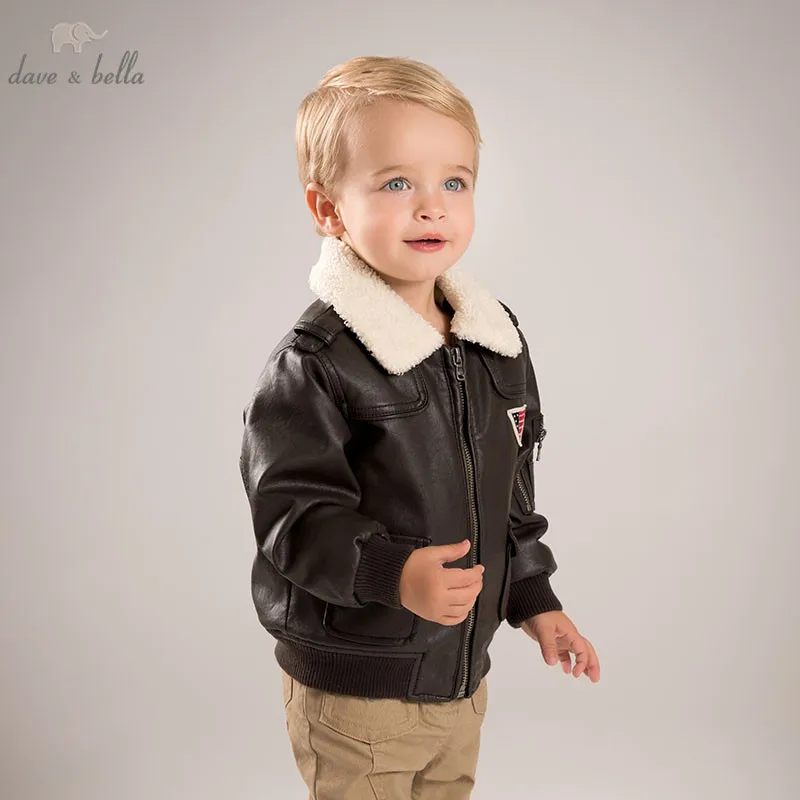 DB5970 dave bella autumn infant baby boys fashion PU Jackets kids