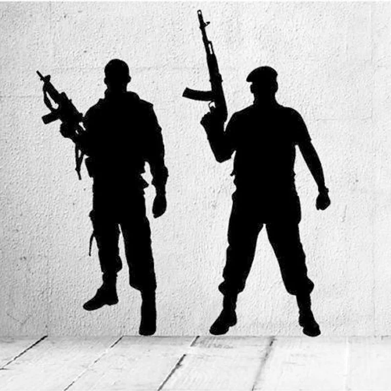 Large Army Soldiers Removable Wall Stickers For Living Room Boys Art