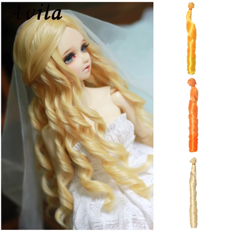 Dolls Accessories Gradient Color Curly Doll Wig Rome Roll 25100CM Doll Hair for 13 14 16 112 BJD Diy Doll Tresses Wig (1)