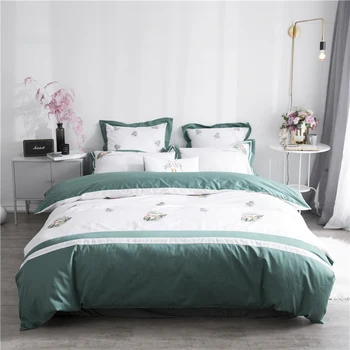 

4/6/7Pcs Light Luxury Egypt Cotton Idyllic Fresh Bedding Set Embroidery Duvet cover set Bed Sheet Pillowcases Queen King Size