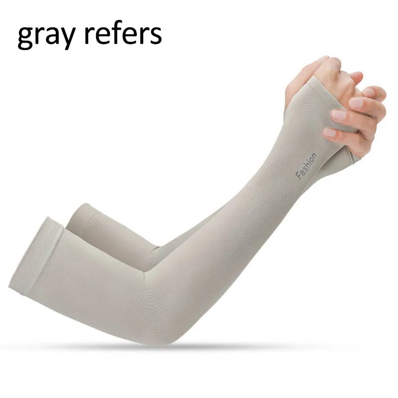 gray refers 1 пара, летняя Солнцезащитная манжета, унисекс, крутая, ледяная, шелковая, рукава для рук, УФ-защита, для велоспорта, бега, рыбалки, раскладушка, для вождения, для рук - Цвет: gray refers