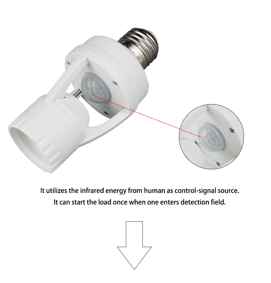 Супер яркий 15 Вт 220 В E27 светодиодная лампа+ лампа адаптер держатель лампы PIR датчик движения держатель лампы Bombilla Led 220 В E27 датчик