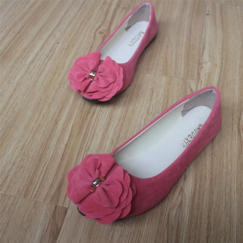 

Women's Flats Shoes Casual Ballet Flats Loafers Flock Flower Pointed Toe Autumn Spring New Slip-on Comfortable Plus Size 36-42
